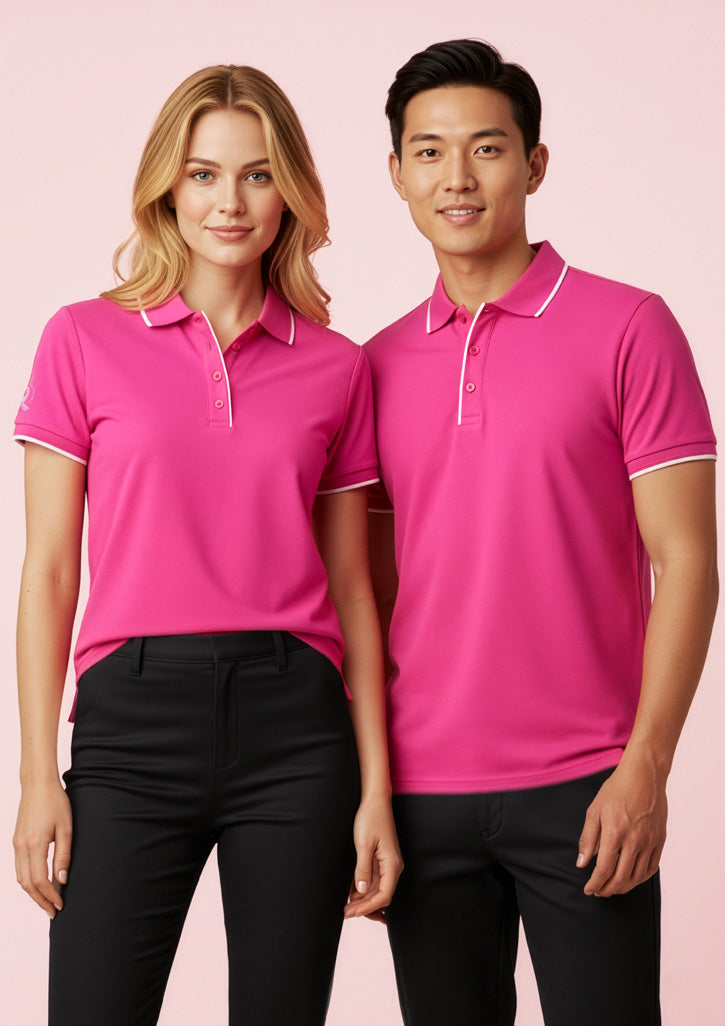 Mens Pink Short Sleeve Polo
