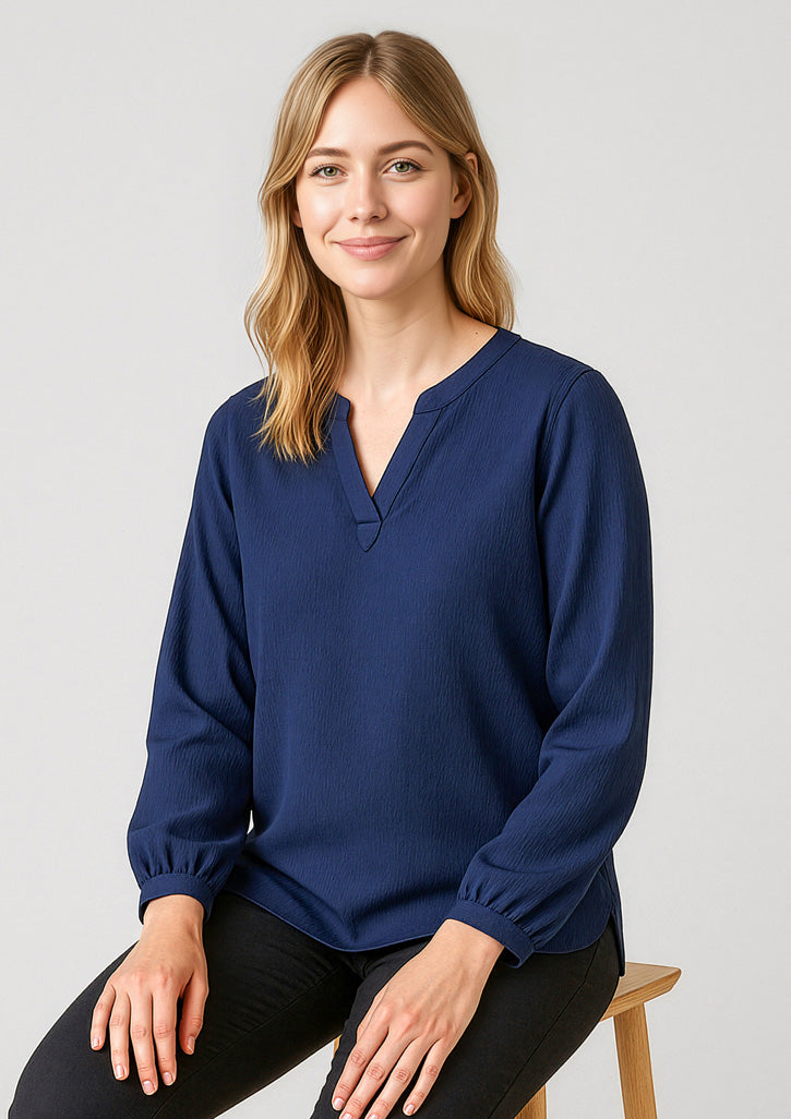 Womens Ruche Long Sleeve Blouse