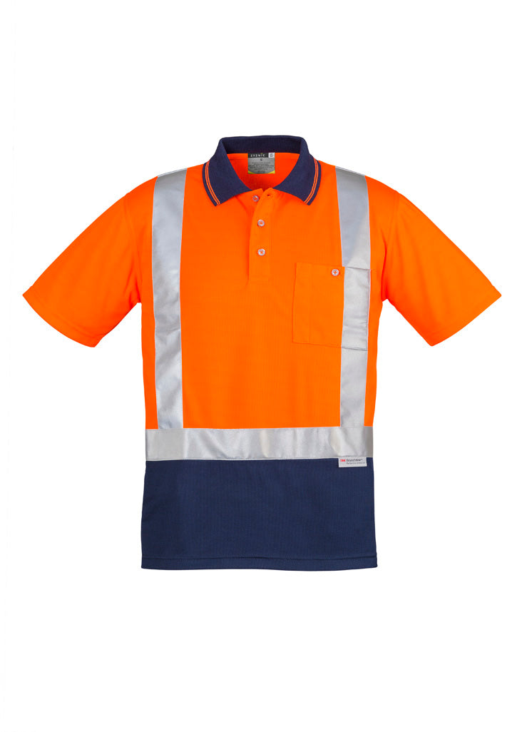 Mens Hi Vis Spliced Short Sleeve Polo - Shoulder Taped