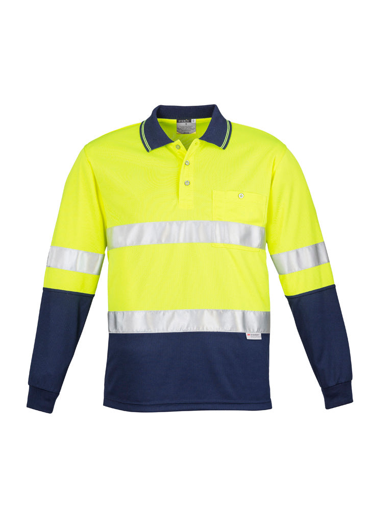 Mens Hi Vis Spliced Long Sleeve Polo - Hoop Taped
