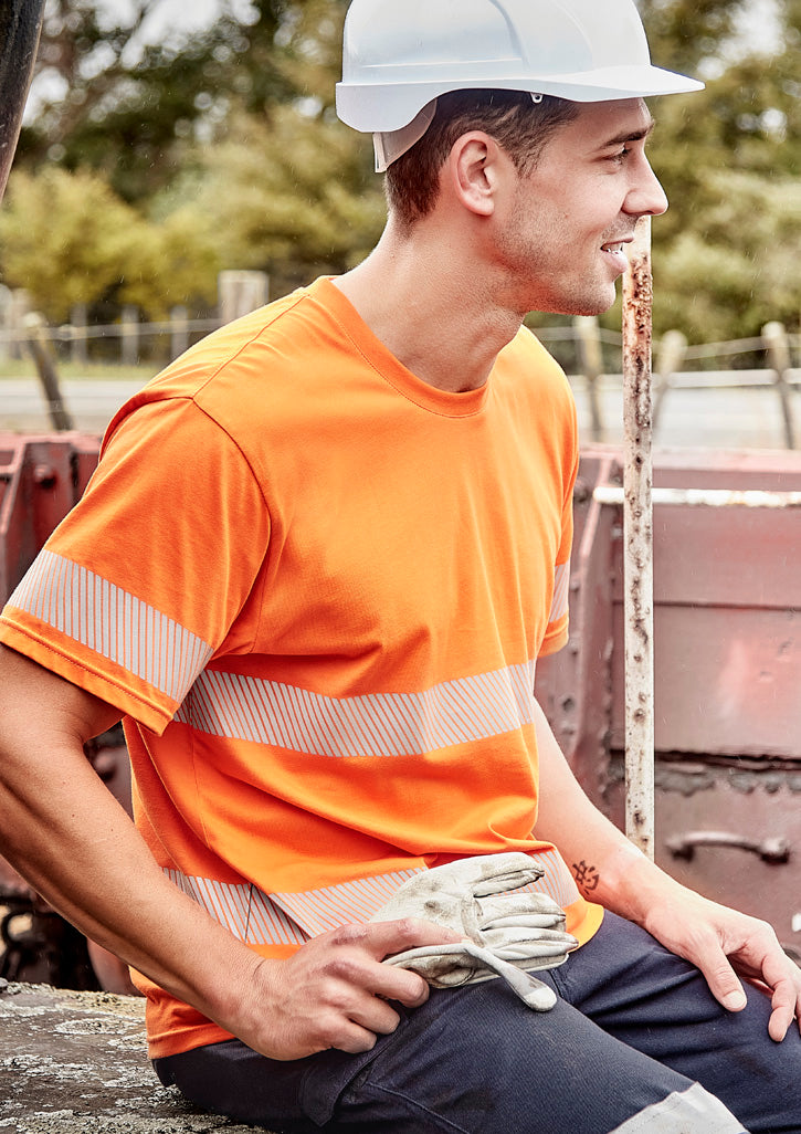 Mens Hi Vis Segmented Tape Cotton Tee