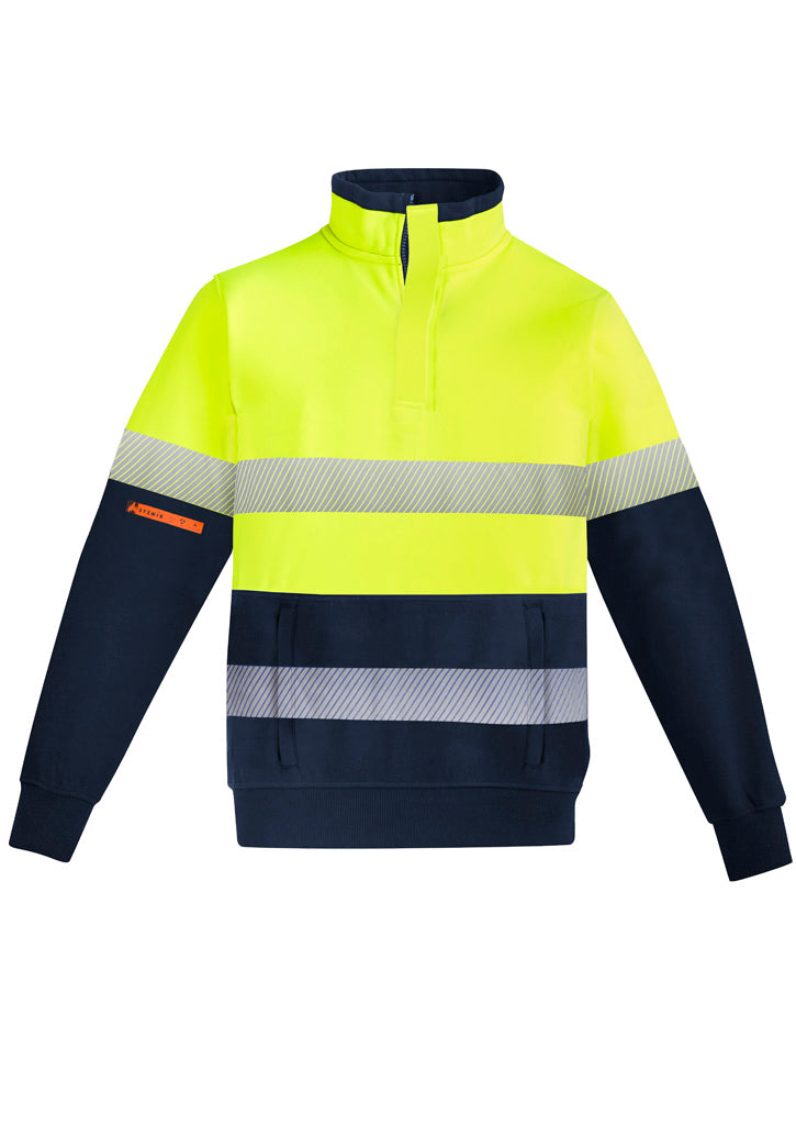 Mens Orange Flame Hi Vis 1/4 Zip Pullover - Hoop Taped