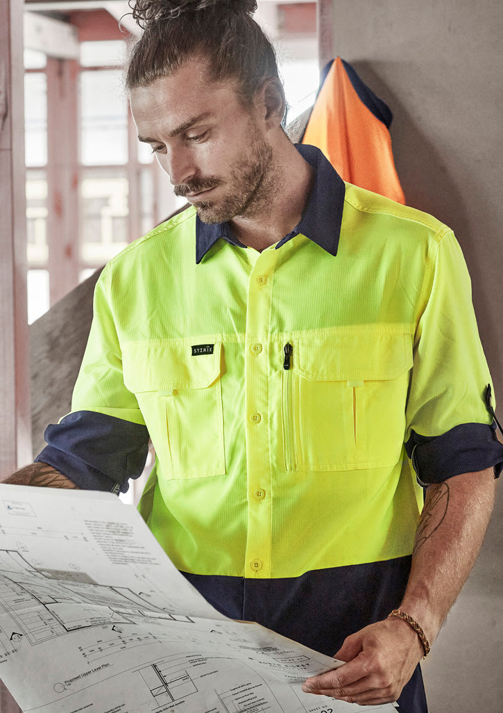 Mens Hi Vis Outdoor Long Sleeve Shirt